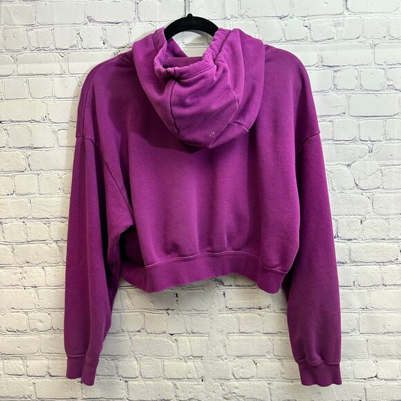 Nike Purple Center Logo Cropped Pullover Hoodie Women's Small *FLAWED Loungewear - Picture 5 of 7